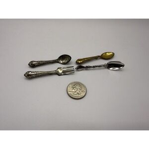 Silverman Bros SB Sterling Silver Fork Spoon Lot Of 4 Brooch Pin Vintage